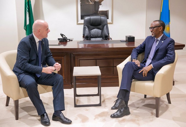 President Kagame receives FIFA Chief Infantino in Kigali