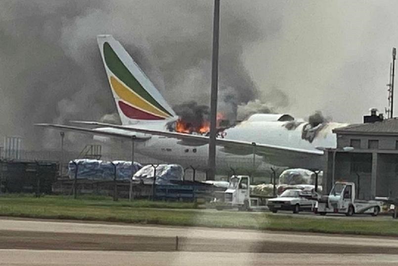 Ethiopian Airlines cargo plane catches fire at Shanghai airport