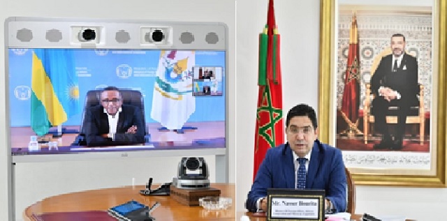 Entretien par visioconférence entre les Ministres des Affaires Etrangères du Maroc et du Rwanda