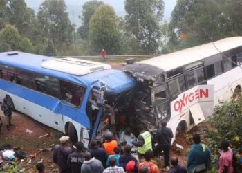 Two cross-border buses collide in Uganda, leaving six dead
