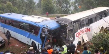 Two cross-border buses collide in Uganda, leaving six dead