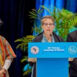 SIGNIS President Mrs. Helen Osman; SIGNIS Africa President Fr. Prof. Walter Ihejirika (r) and SIGNIS Secretary General, Dr. Peter Monthienvichienchai (l)