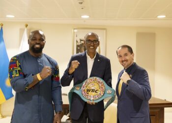 Boxer Carlos Takam Gifts Champion Belt to President Kagame