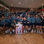 Arsenal celebrate the title win with a game to spare
